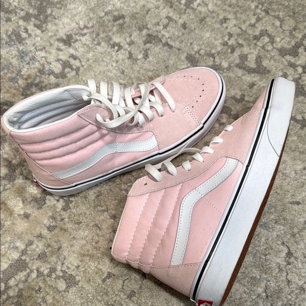 Vans Pink and White High-Top Sneakers - Picture 6 of 8
